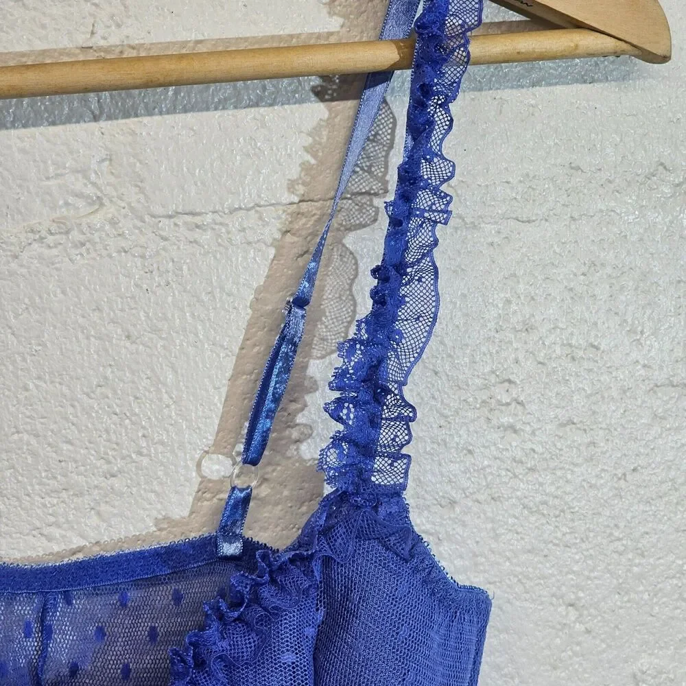 Frederick's of Hollywood Purple lace Tie Front Nightie Lingerie Babydoll Teddy